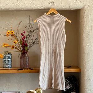 Tan, Ribbed, Sweater-dress